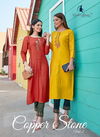 Ladies Flavour Copper Stone 2 Latest Fancy Ethinc Wear Designer Kurtis Collection
